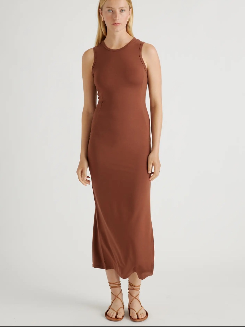 Quince Women's Brown Sleeveless Tank Dress